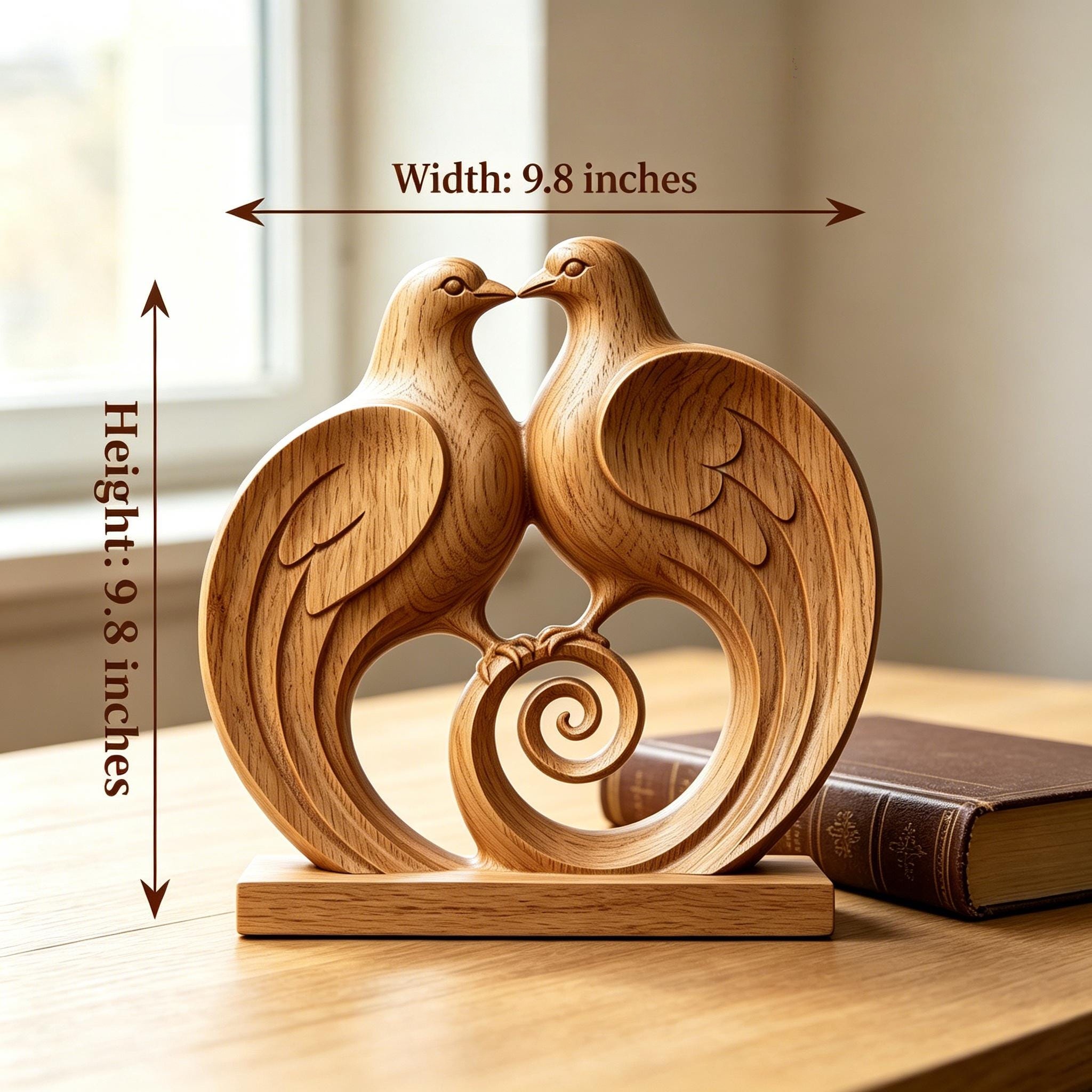 Wooden Love Birds Sculpture - Image 4