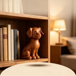 Wooden Puppy Sculpture Decor