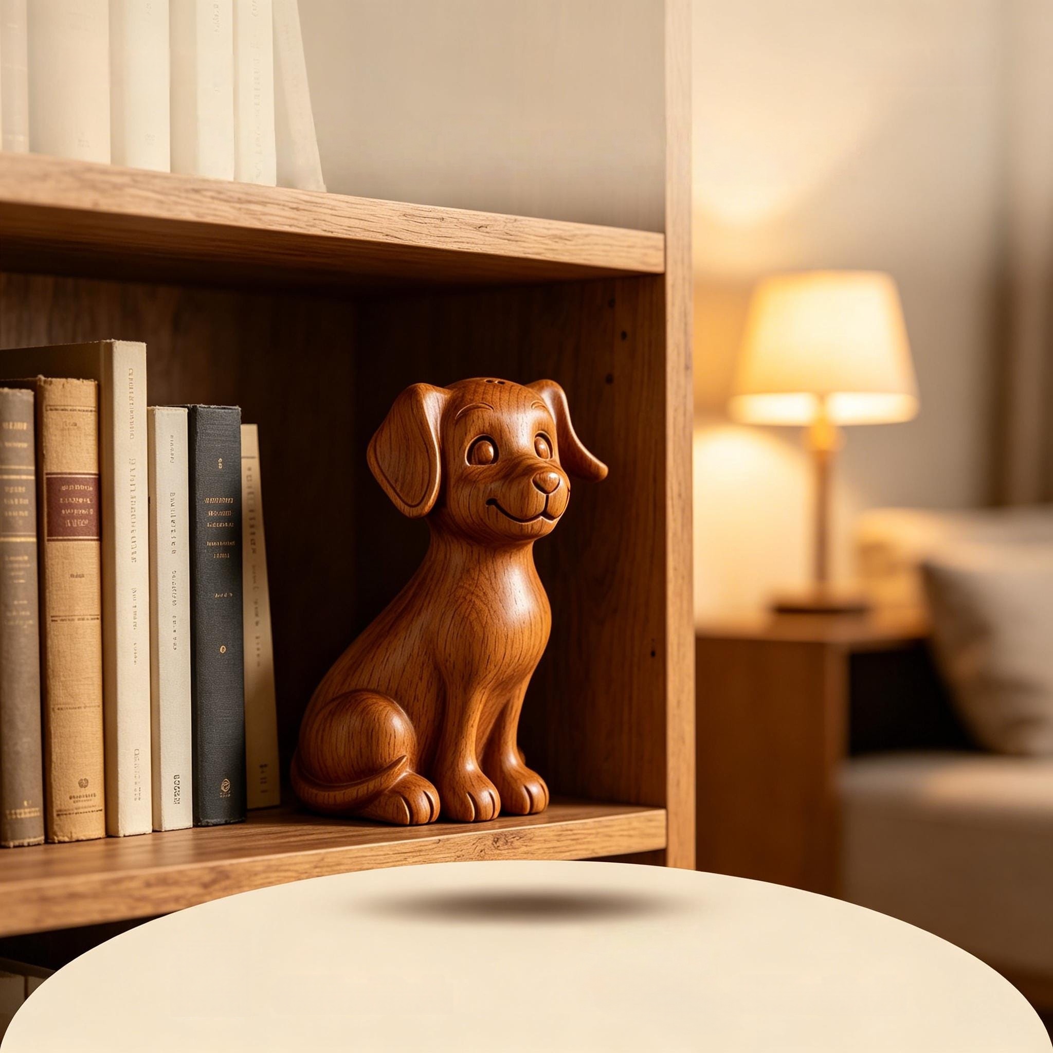 Wooden Puppy Sculpture Decor