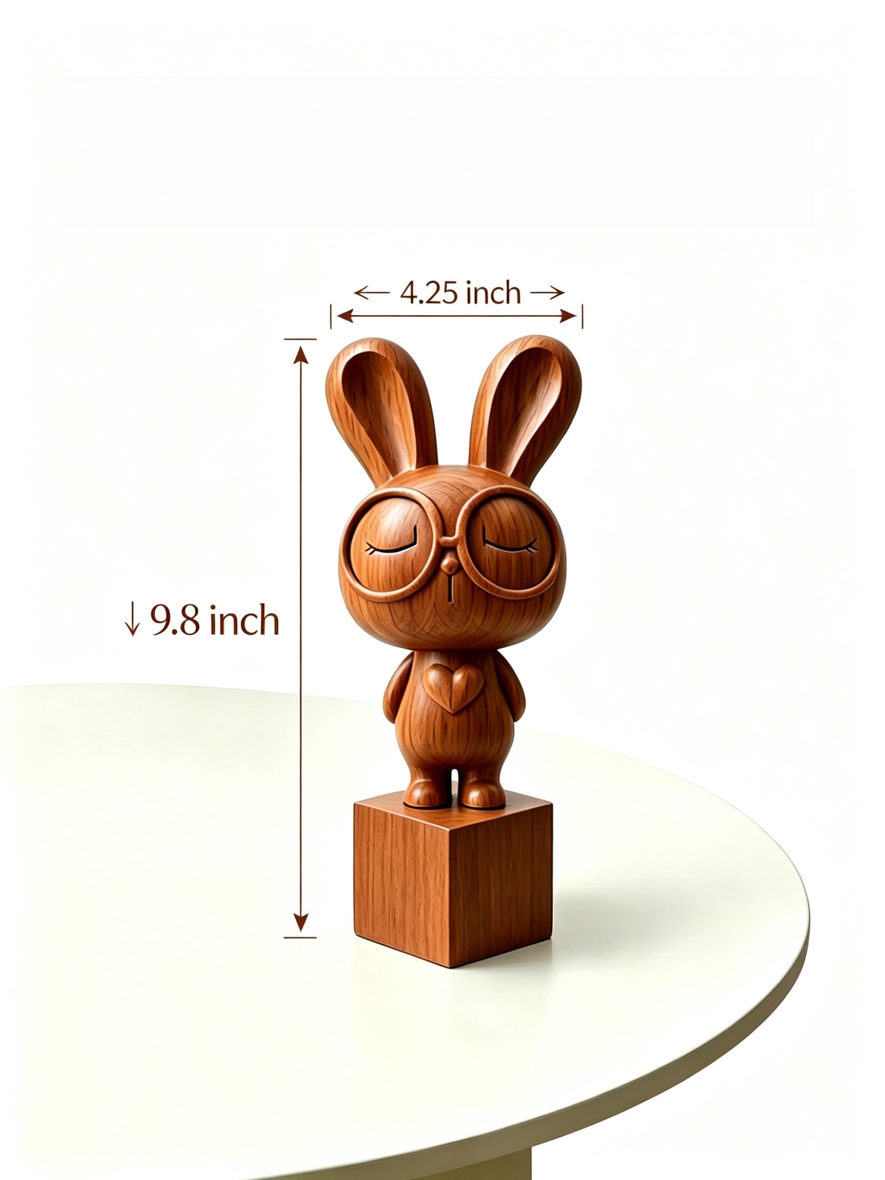 Wooden Rabbit Sculpture Decor - Image 3