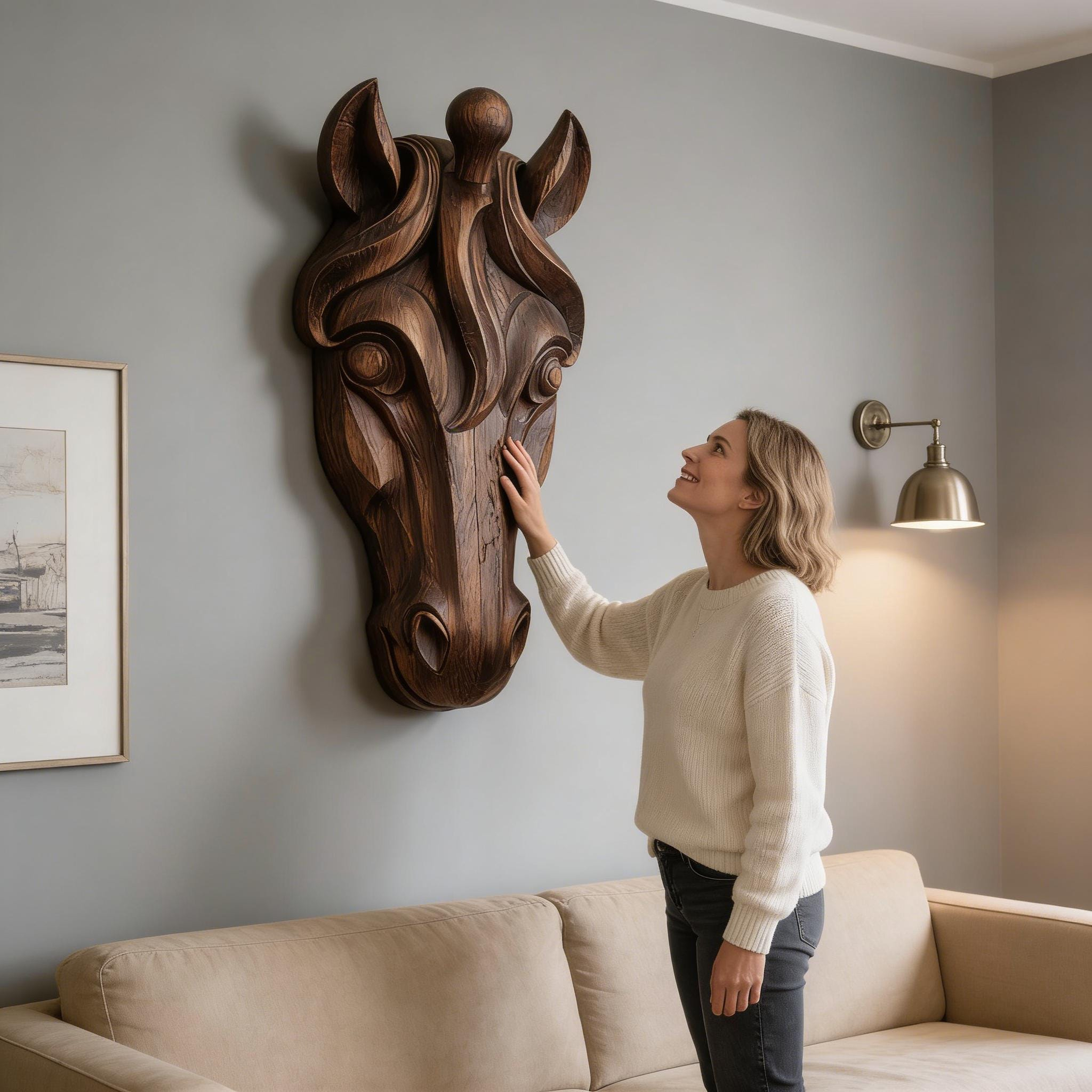 Wooden Horse Head Wall Decor - Image 2