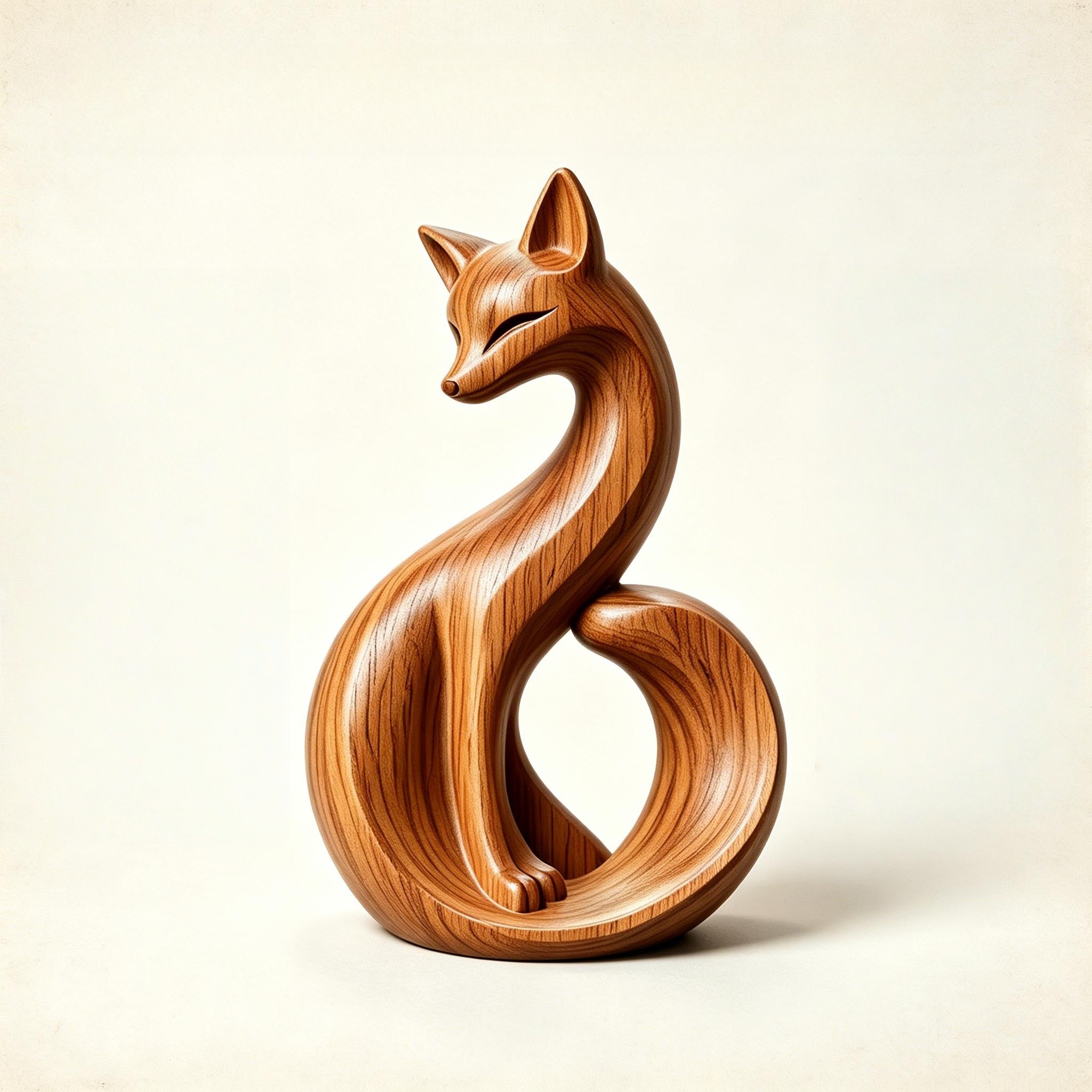 Wooden Fox Sculpture Decor - Image 2