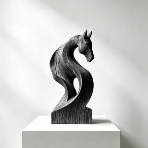 Black Abstract Horse Sculpture