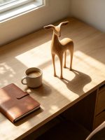 Modern Wooden Deer Sculpture