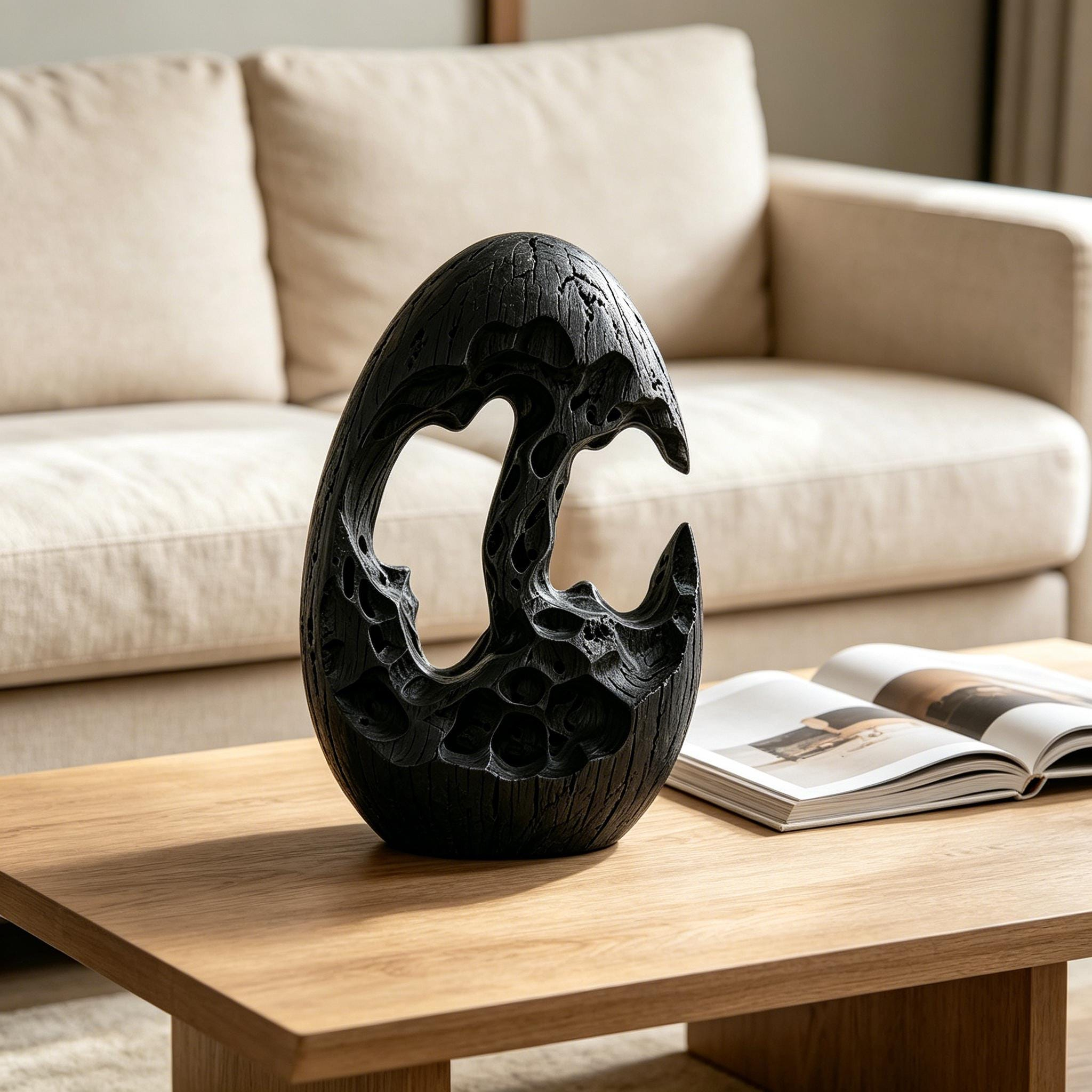 Black Ocean Wave Sculpture - Image 2