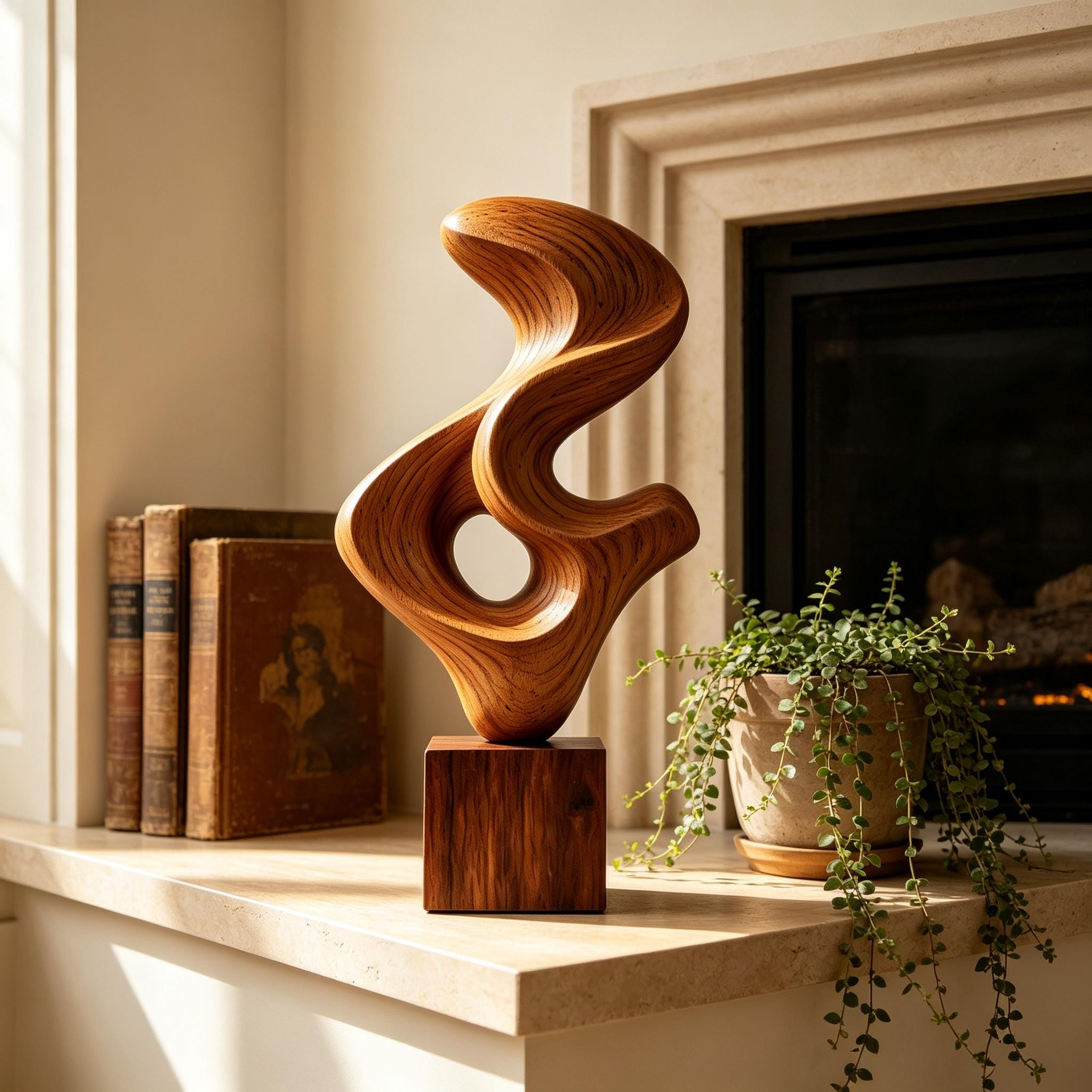 Abstract spiral wood carving decoration - Image 2