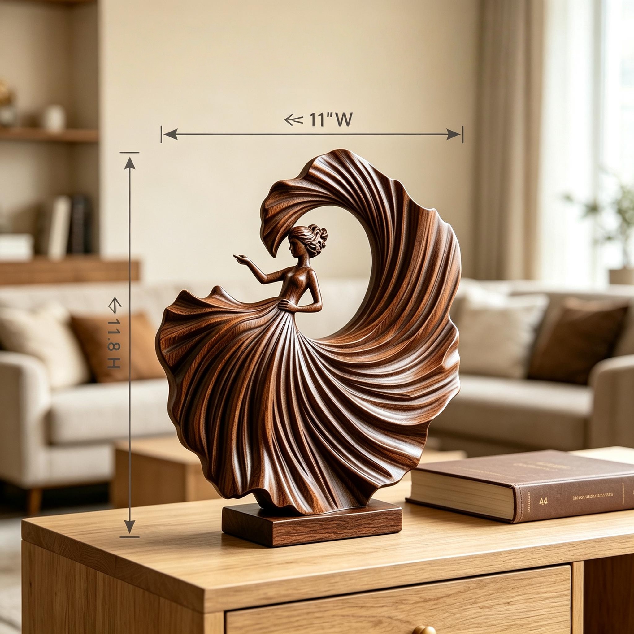 Wooden Dancing Woman Sculpture - Image 2