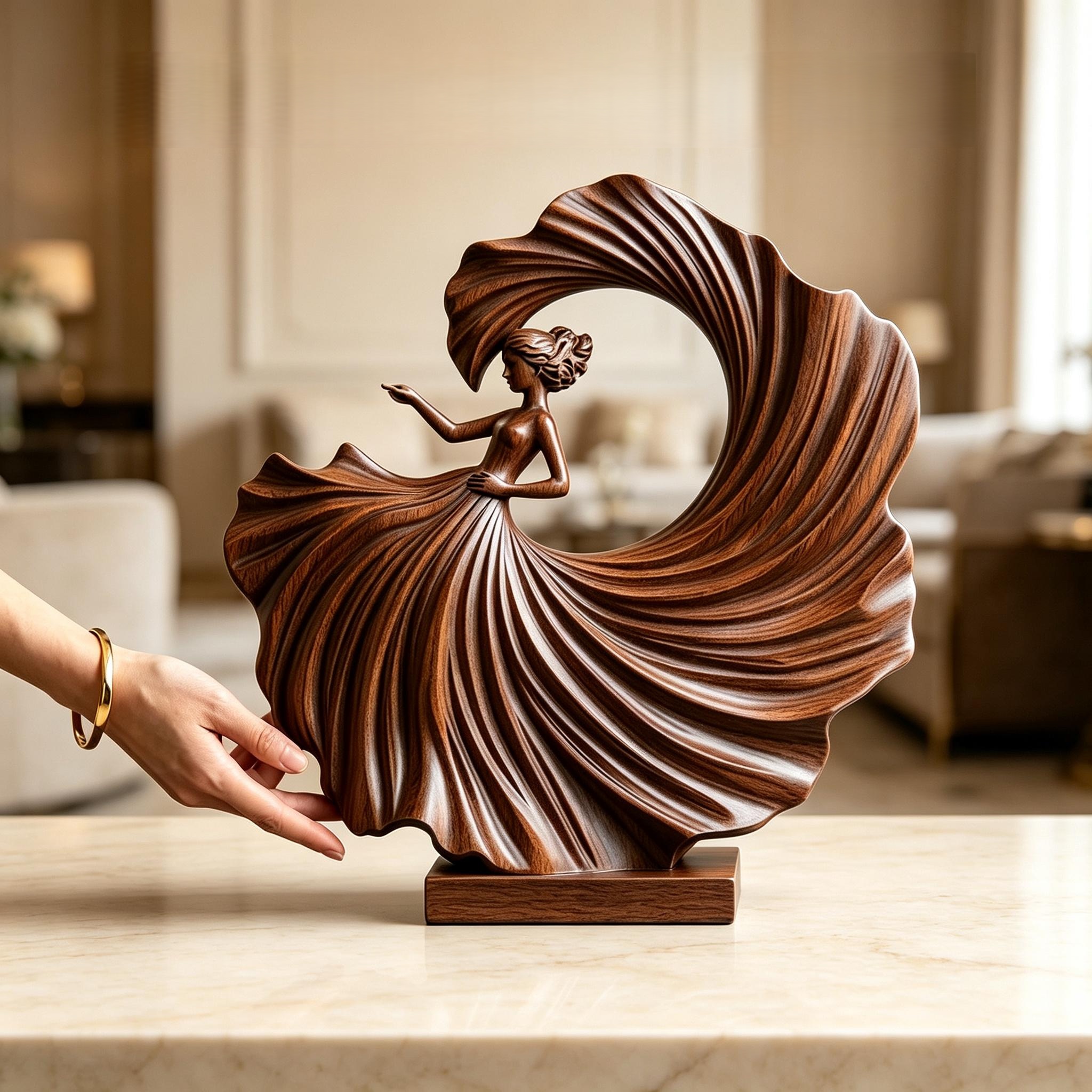Wooden Dancing Woman Sculpture - Image 4
